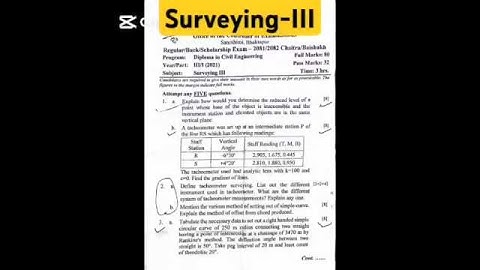 civil engineering  (surveying - III) 5th semester question paper 2081/2082 #surveying #ctevt #fyp