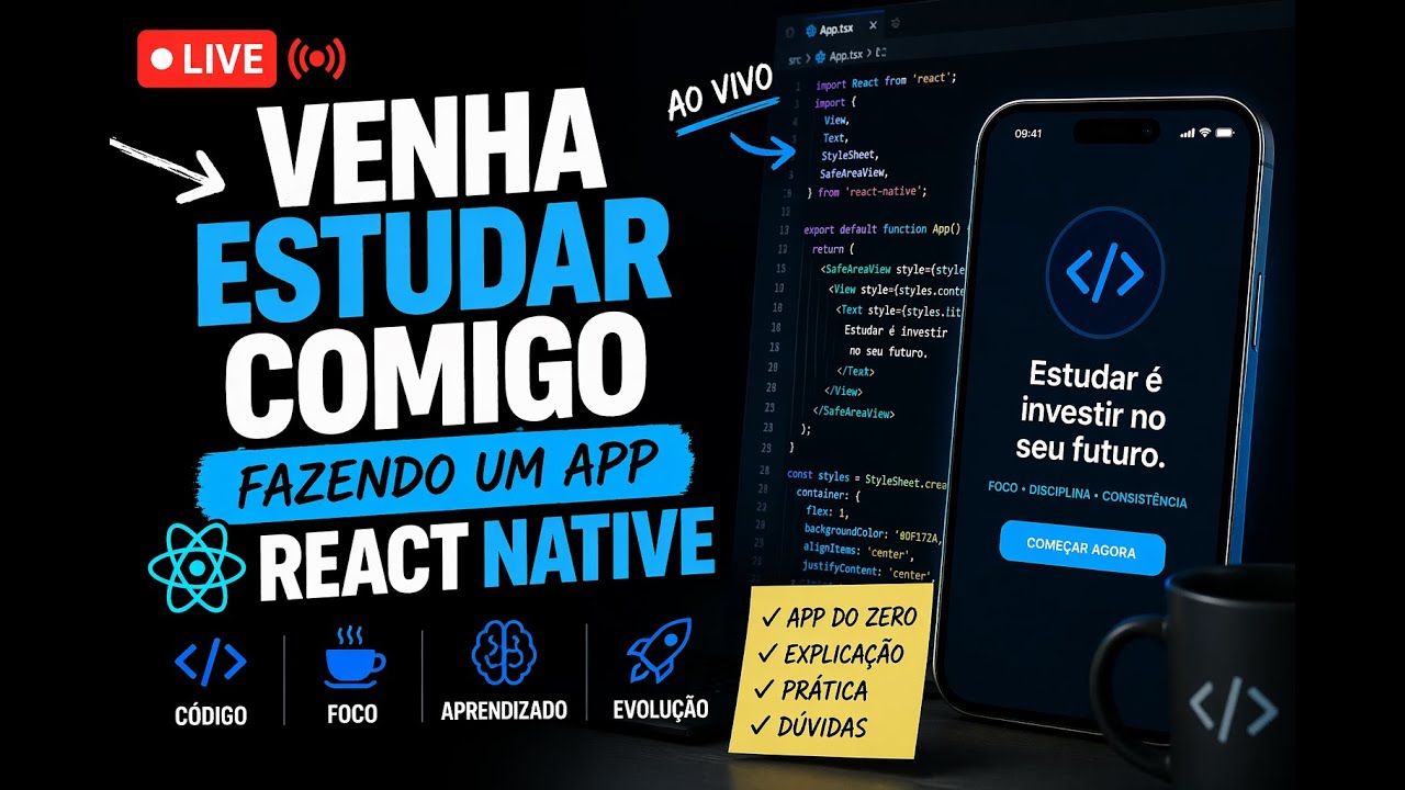 🔴 AO VIVO: Estude comigo criando um APP com React Native do zero 🚀 ...