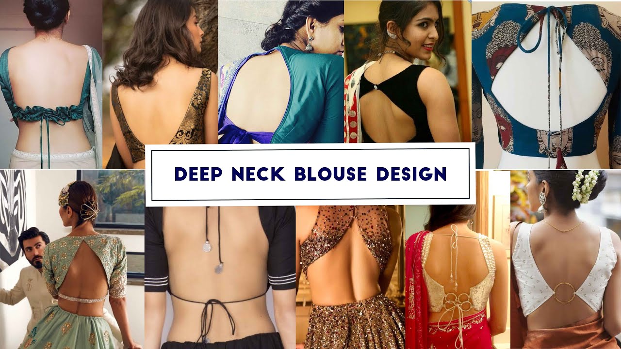 Deep Neck Blouse design  new deep neck saree blouse design