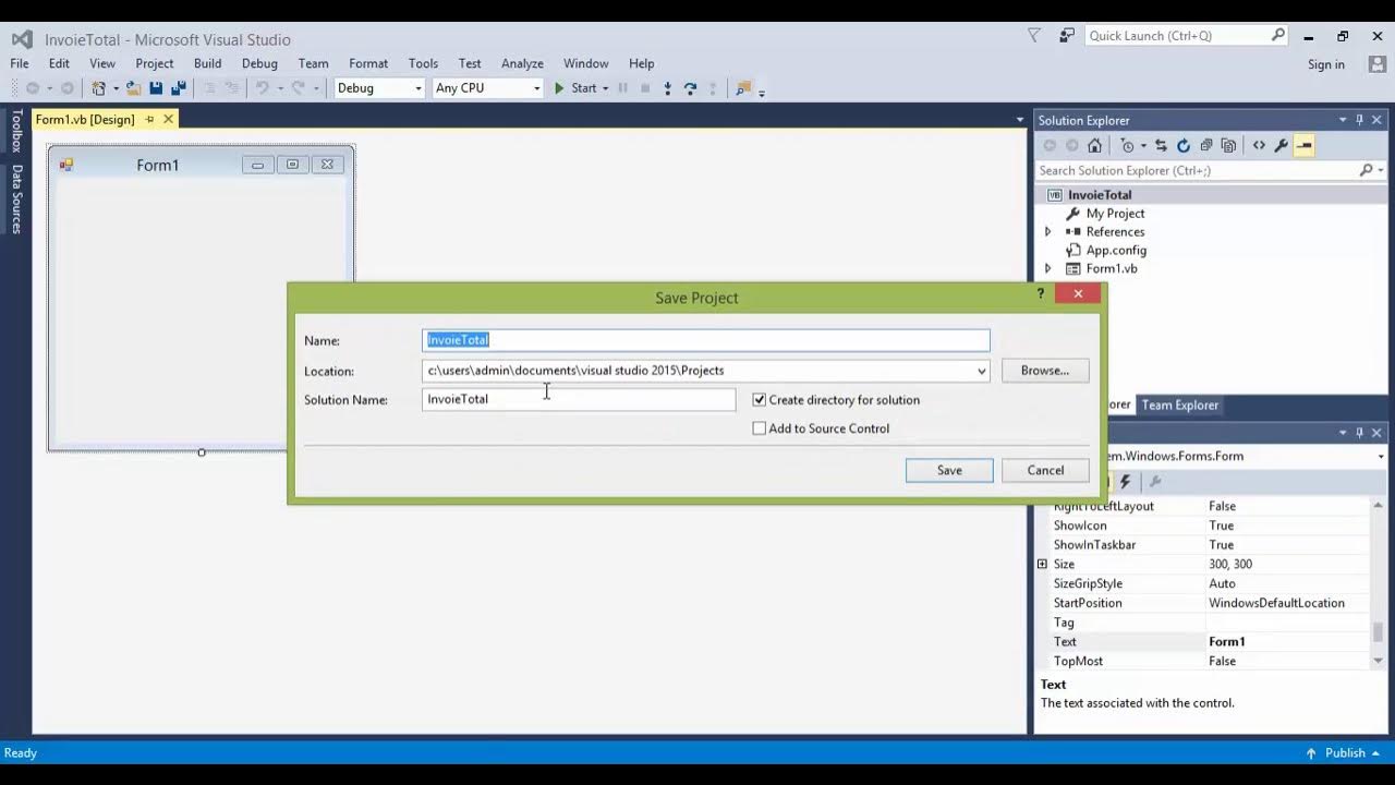 Visual Studio 2015 Save Visual Basic Project - YouTube