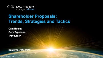 Shareholder Proposals:  Strategies and Tactics