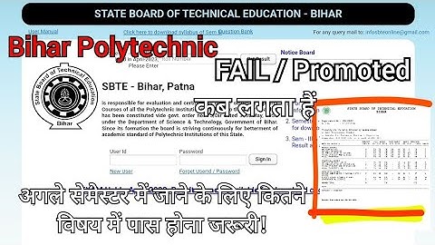 Bihar Polytechnic Fail / Promoted kya hota hai || SBTE Bihar New Eligiblity Rule