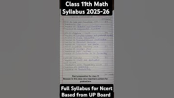 Class 11th Mathematics  2025-26 full Syllabus  for Ncert Based UP Board