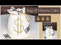 MONEY BAG CAKE WITH EDIBLE DOLLARS