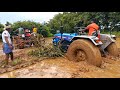 POWERTRAC EURO50 stuck in mud rescued by another POWERTRAC 439 plus | tractor clip | vskveeresh |