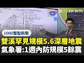 雙溪規模5.6深層地震與後續餘震警戒