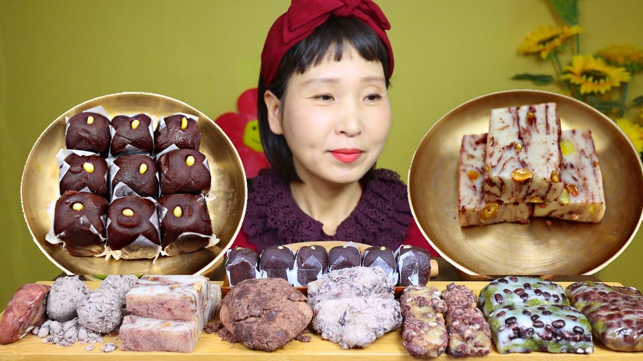떡시리즈 팥떡(수수팥떡,떡메팥떡,팥앙금찰떡,완두팥떡,당고,현미팥떡,팥찰떡,팥말이) 年糕吃播 モッパン ASMR KOREA TRADITIONAL TTEOK MUKBANG