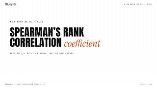 IB Math AI SL 4.10 — Spearman's Rank Correlation Coefficient