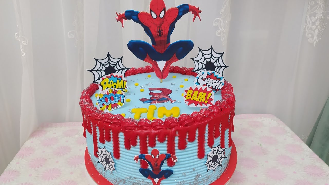 تزيين تورته سبايدر مان (spider Man) 🕸️🕷️من الالف الى الياء بطريقه سهله جدددا 🌹☺️