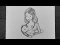 World Breastfeeding Week Drawing Mother And Son Drawing Easy 