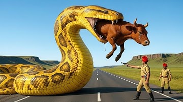 Brave Heroes Save Hyperactive Mother Cow from Giant Python’s Terrifying Grip