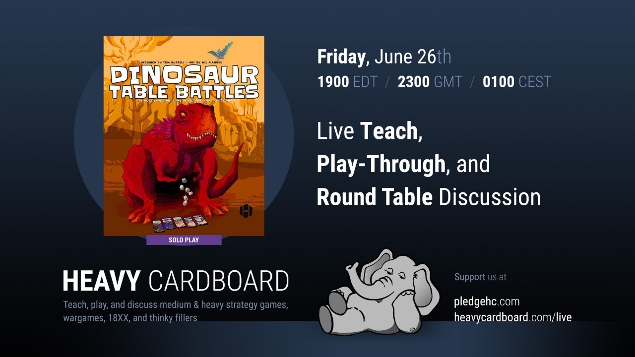 Dinosaur Table Battles 2p Teaching, Play-through, & Round table by Heavy Cardboard