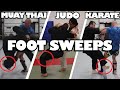 How Different Martial Arts FOOT SWEEP | Judo - Muay Thai - Karate