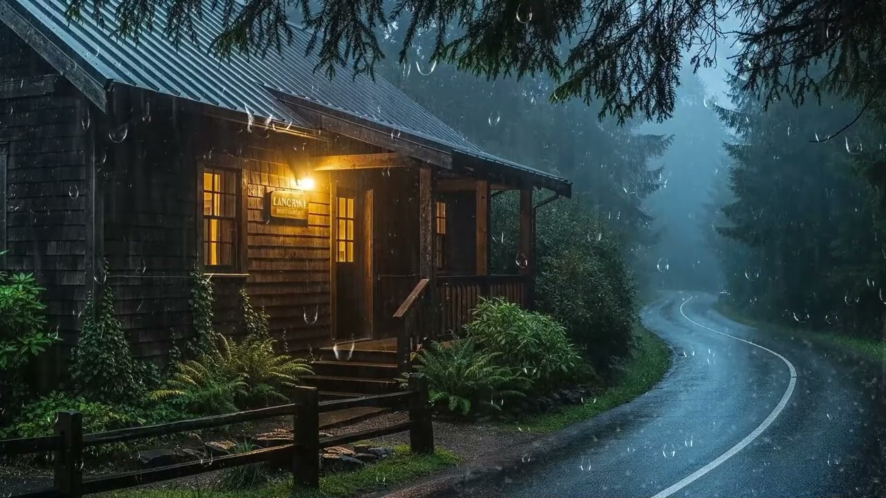 Heavy Rain and Thunder Sounds on Cabin Roof  - Deep Sleep & Insomnia Relief