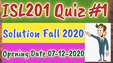 ISL201 Quiz No 1 Solution Fall 2020