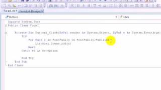 Visual basic 2008 - Get a List of fonts Wealth