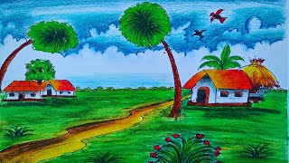 Landscape scenery drawing easy drawing