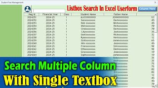 Don't Do Advance Filter | Multi Column Search in Excel Listbox in Excel Userform with Single Textbox