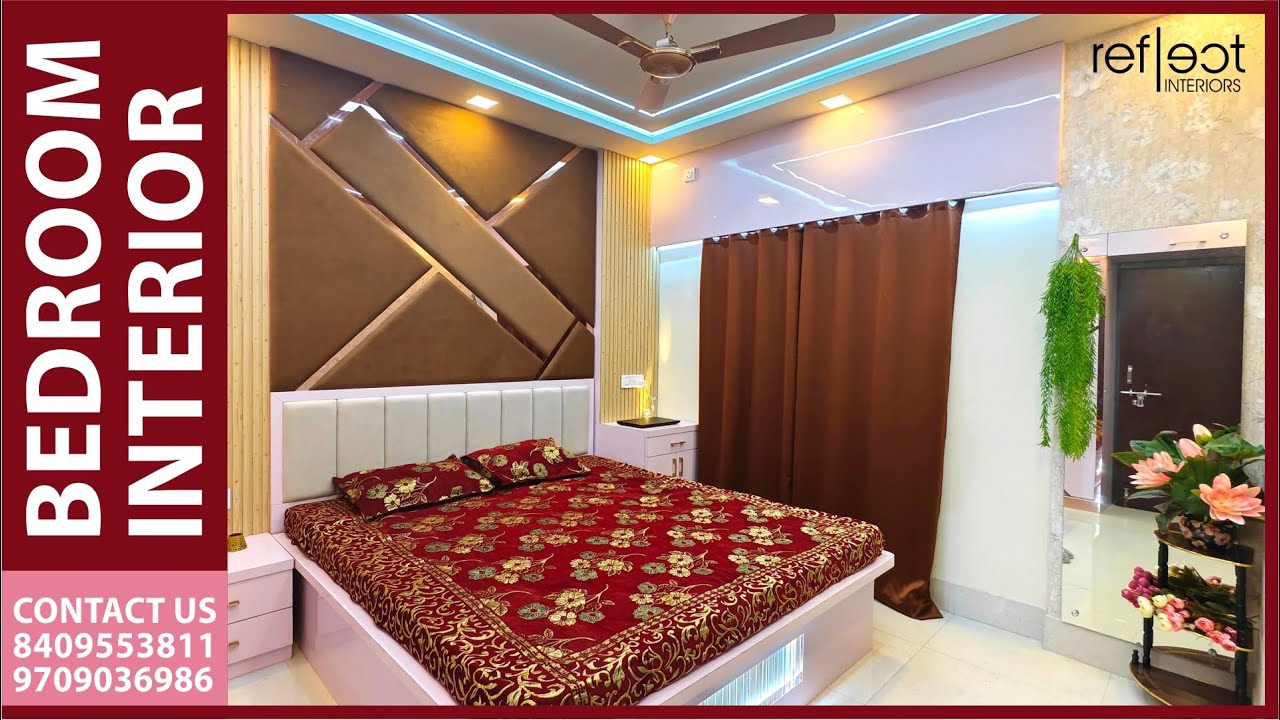 BEDROOM INTERIOR | BACK PANEL, WARDROBE, FALSE CEILING | REFLECT INTERIORS...| VIDEO#8
