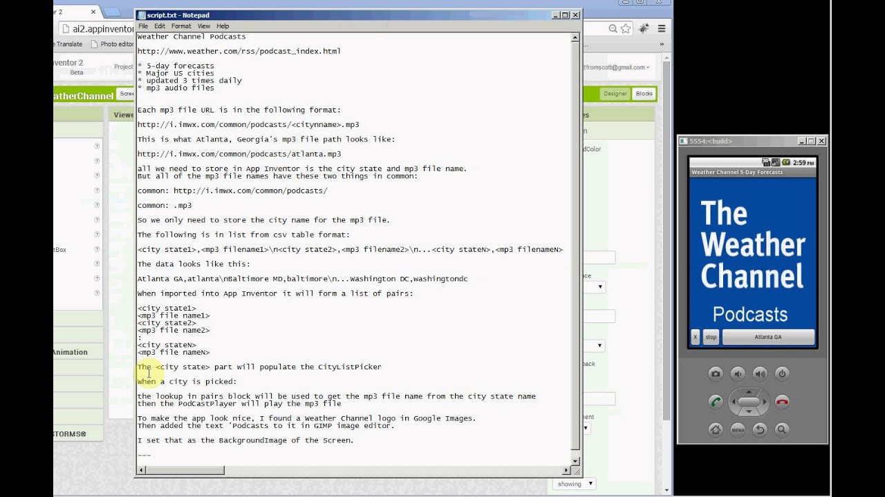 App Inventor - Weather Channel(tm) podcasts