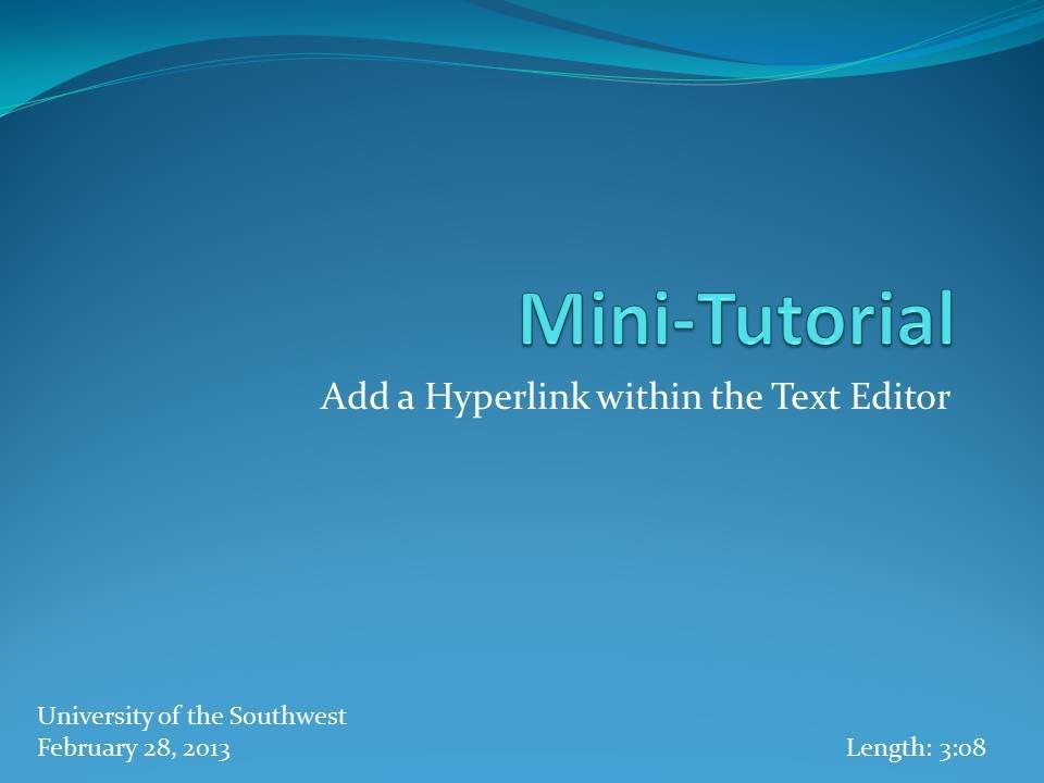 Add Hyperlink in the Text Editor - BB 9.1 - YouTube