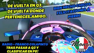 Franco Colapinto's Radio After Reaching Q3 and Qualifying P8! | 2026 Monza GP Qualifying