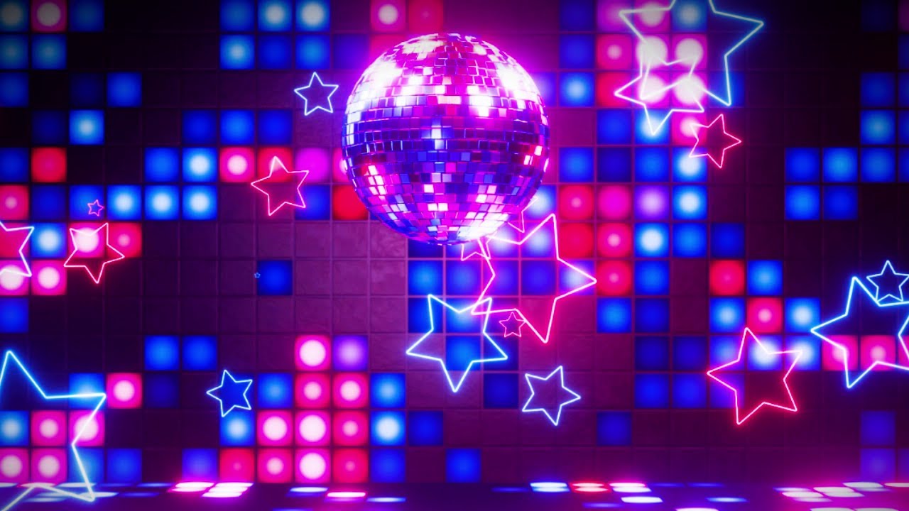 10 Hours Disco Ball & Stars Visual | 4K Neon Party Loop - YouTube