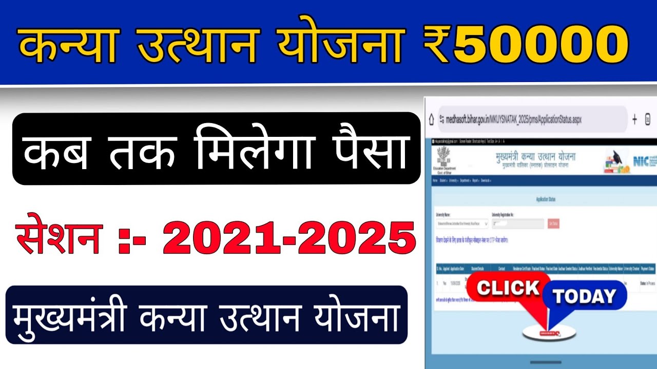 graduation pass 50000 payment : नाम पोर्टल पर कब जुड़ेगा mukhymantri kanya utthan yojna bihar online