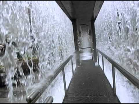 westlake park running though the waterfall sculpture in slow motion
