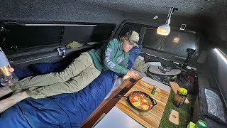 A Rainy Day Truck Camping in the Mountains - Eggs Purgatory