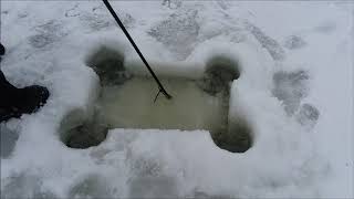 Using An Ice Saw!!!! And A Salmon Strike Caught On Camera!!!