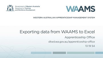 WAAMS Exporting data to Excel