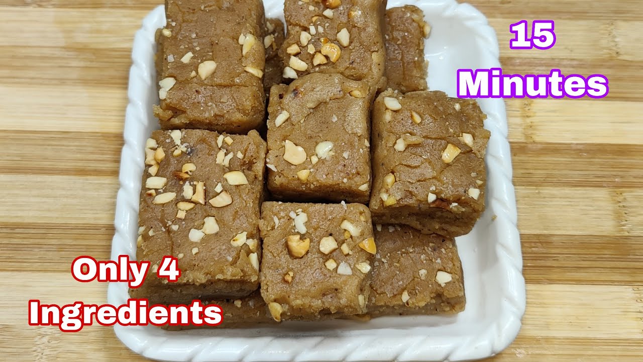 3 Ingredients Homemade Healthy Sweet Recipe In Just 15 Minutes | Peanut Barfi | Burfi Recipe |