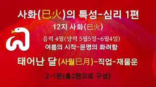 태어난 달(월)로 보는 재물-성공-음력4월생(양력5월생)-뱀달-사화(巳火)의 특성 심리 재능-총 2편중 1편…