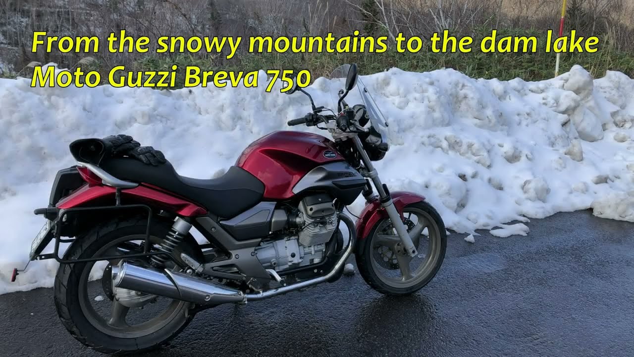 From the snowy mountains to the dam lake - Moto Guzzi Breva 750