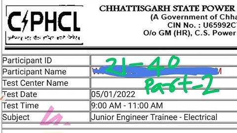 CSPHCL Part-2 Junior Engineer Trainee Electrical Solve paper 05/01/2022 Solution