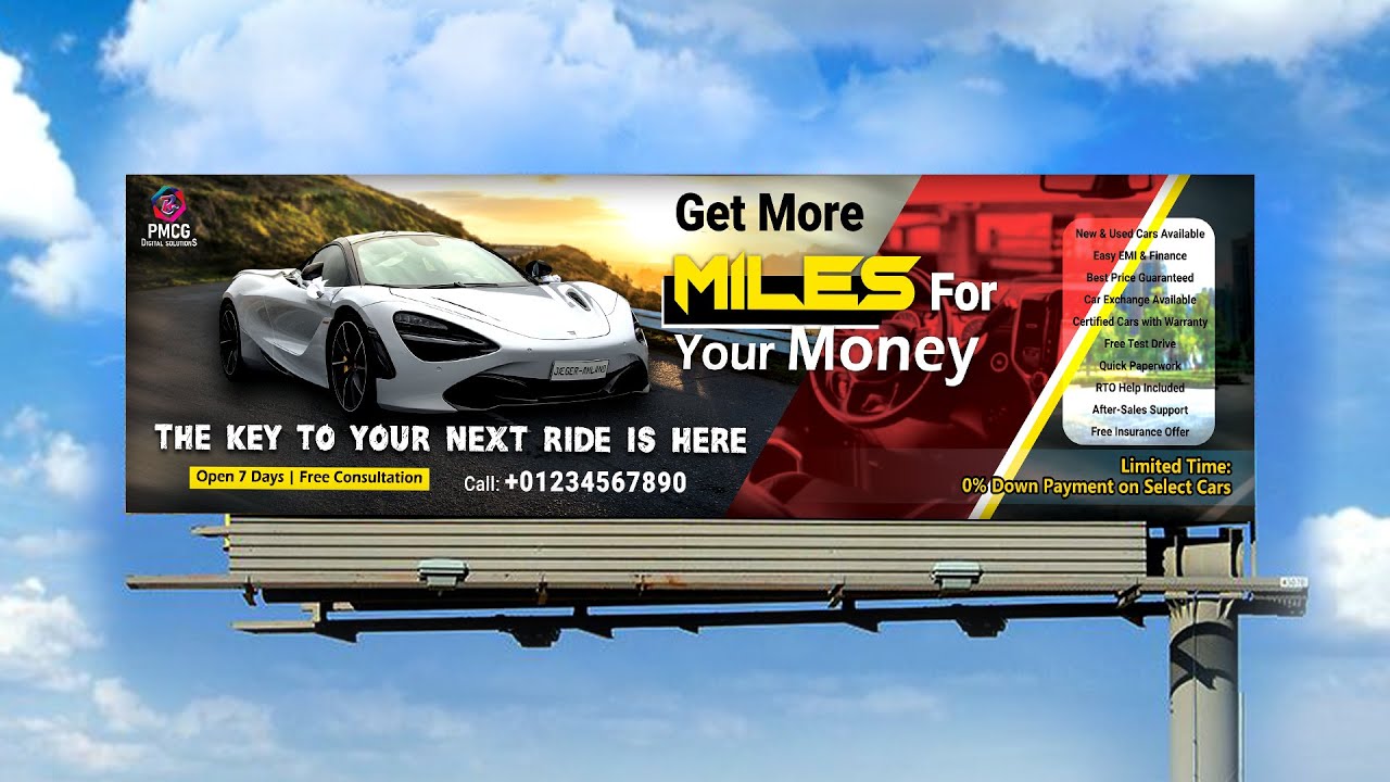 Billboard Banner Design For Car Sell | Flex Banner Design | Hoarding Banner Design | Adobe Photoshop