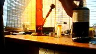 Amber ZOB bong with PHIRE Glow Rod..