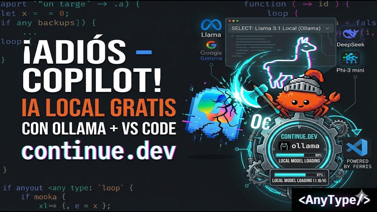Adiós Copilot: Integra Ollama GRATIS en VS Code con Continue.dev - YouTube