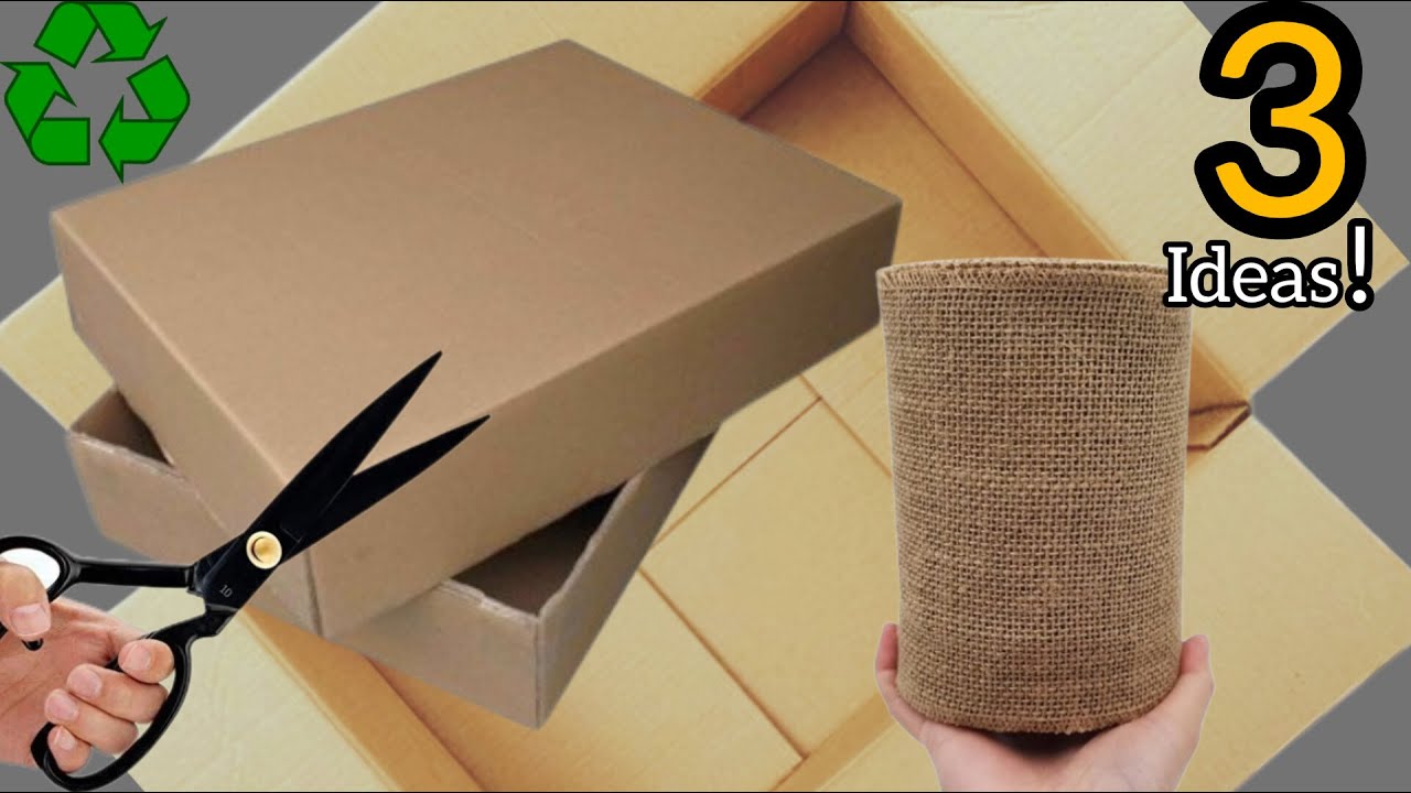 3 great ways to reuse cardboard boxes ♻️/ incredible ideas using jute ...