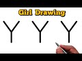 How To Draw A Cute Girl From Letter Y Drawing Girl Tutorial