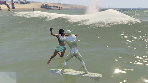 GTA V Test Script Superhero Silver Surfer Strangles Girl While Flying