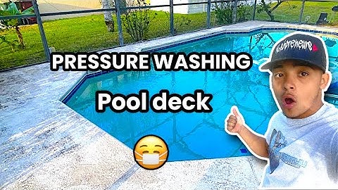 Pressure Washing a Concrete Pool Deck CRAZY Transformation! | Time Lapse
