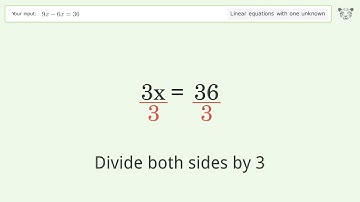 Solve 9x-6x=36: Linear Equation Video Solution | Tiger Algebra