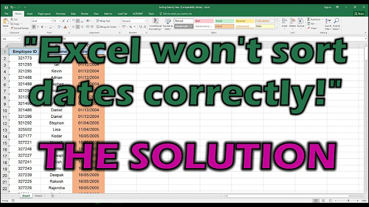 Excel không sắp xếp ngày đúng cách - Giải pháp!