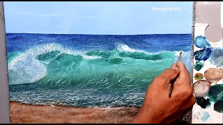How to paint a crashing wave l Tutorial oil painting from beginner l #106