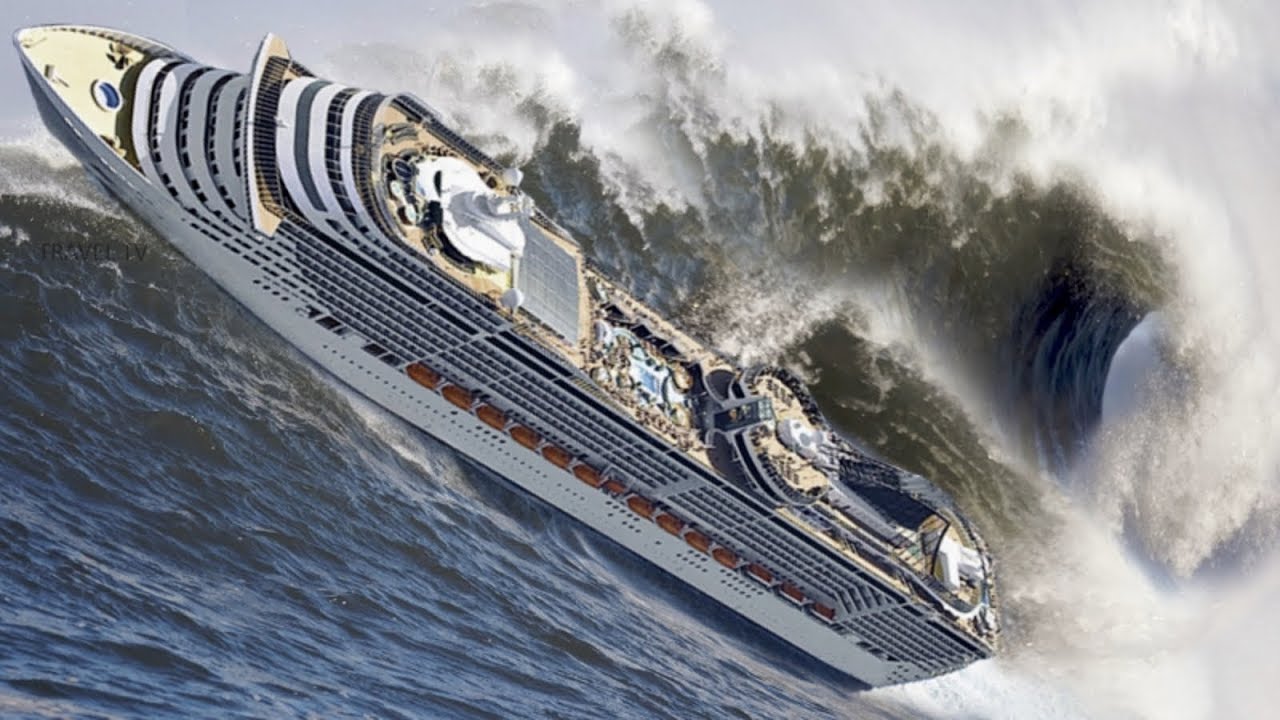 cruise ship sails into storm