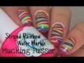 Striped Rainbow Water Marble Nail Art Tutorial