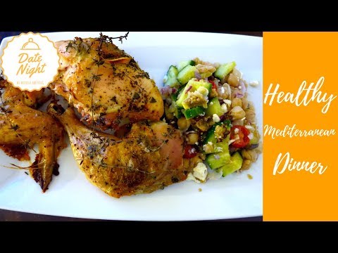 Lemon and Herb Roast Chicken Recipe with Mediterranean Salad