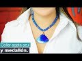 Cómo hacer un Collar ágata azul y medallón / CAROL INSPIRE & CREATE